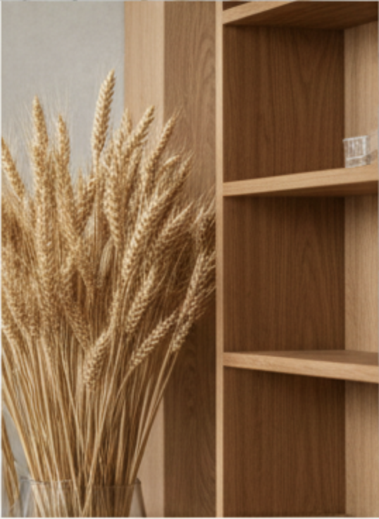 Blé séché et étagère en bois